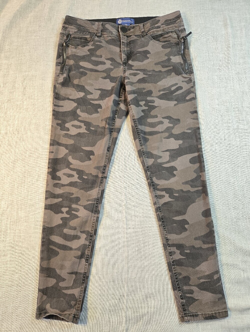 Democracy Womens 10 "Ab"solution Camo Ankle Skinny Jeans Olive Green Tan